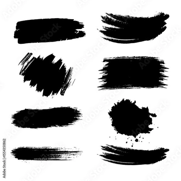 Fototapeta Vector Paint Brush Strokes, Ink Splatters & Grunge Design Elements – Abstract Artistic Shapes for Social Media
