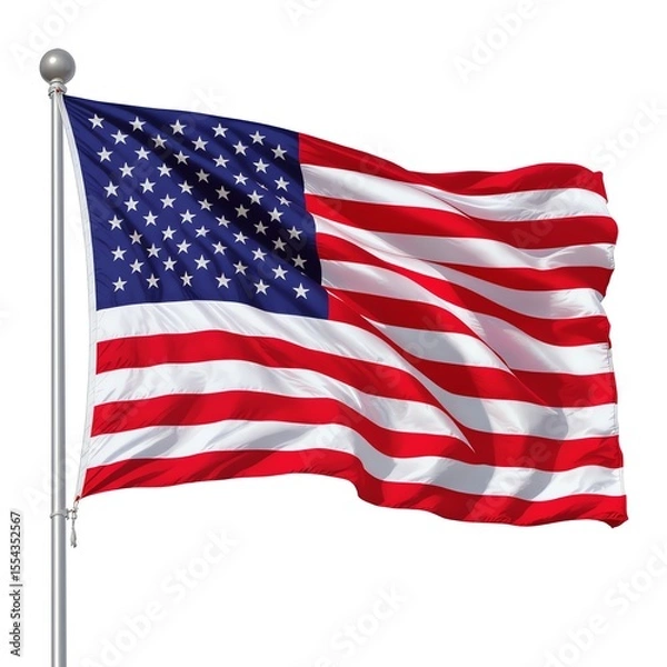 Obraz American flag waving against white background