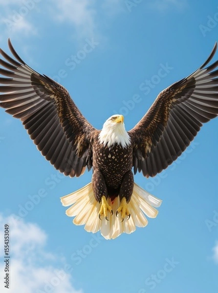 Obraz Bald eagle flying in blue sky