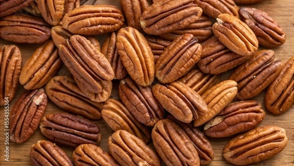 Obraz Pecan nuts background. Suitable for marketing or business purposes. Panoramic banner with place for text