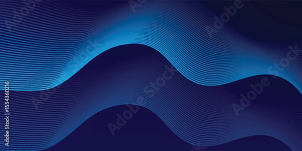 Fototapeta Dark blue abstract background with glowing wave lines. futuristic background Modern concept technology. Vector illustration