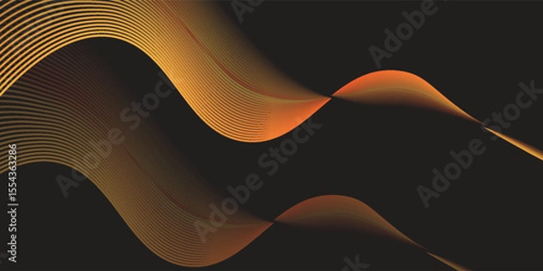 Fototapeta Abstract Orange Ribbon with Blend on Black Background