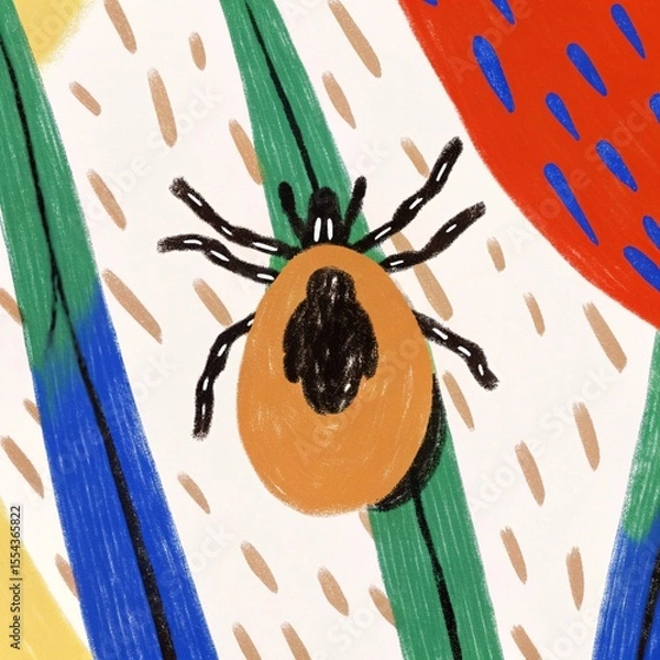Obraz tick, tick insect, tick bite, tick on skin, tick macro, tick close up, dangerous tick, parasite, bloodsucking insect, Lyme disease, Ixodes tick, tick vector, forest tick, deer tick, tick danger, tick 
