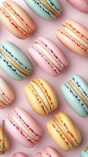 Obraz Colorful Macarons Arranged in Rows