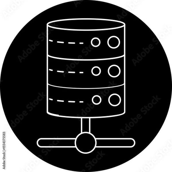 Fototapeta Database Server Icon - Data Storage & Management System