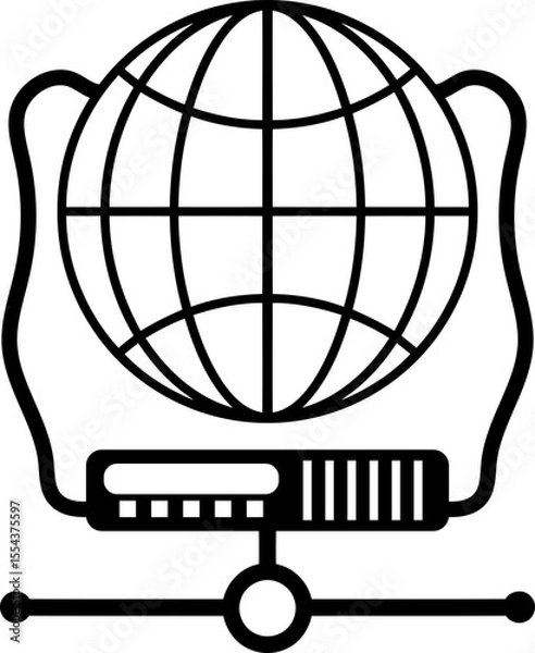 Fototapeta Global Connectivity Server Icon - Worldwide Network & Data Transfer