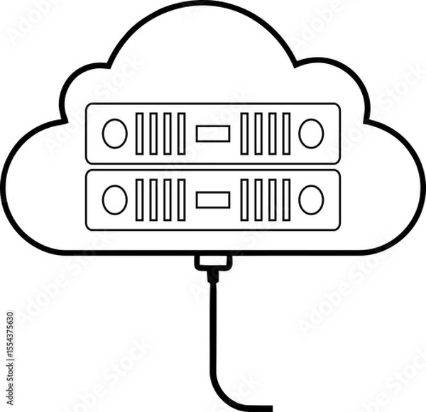 Fototapeta Line Art Cloud Hosting & Virtual Servers Icon