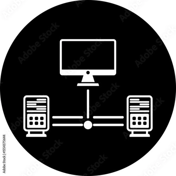 Fototapeta Client-Server Network Icon with Desktop