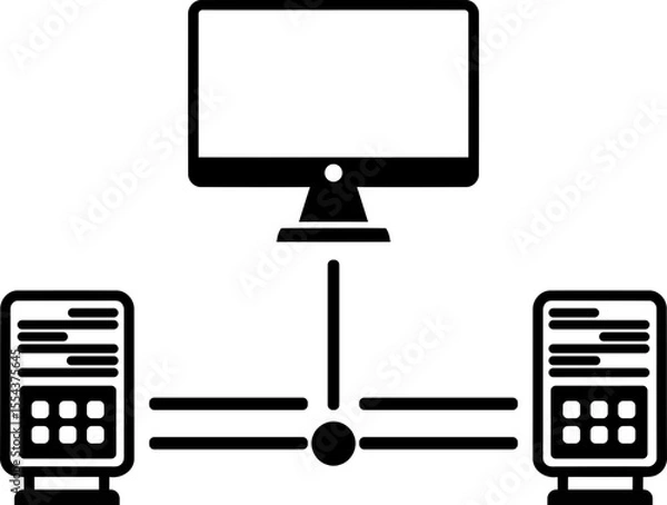 Fototapeta Computer Network & Server Setup Icon - Client-Server Connection