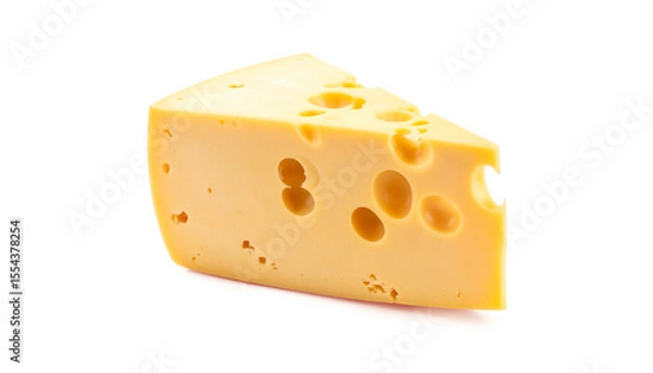 Obraz Triangular piece of cheese with holes on transparent background
