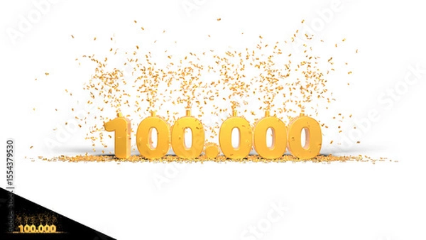 Fototapeta 100K followers thank you illustration 3D rendering on transparent background