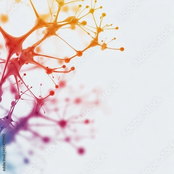 Fototapeta Neural Network Abstraction: Artistic rendering of interconnected neural network structures in vibrant hues, suggesting the complexities of thought and communication.