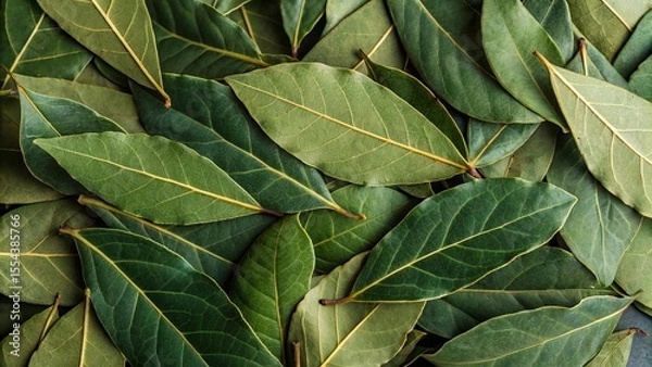 Obraz Spices bay leaves background. Suitable for marketing or business purposes. Panoramic banner with place for text