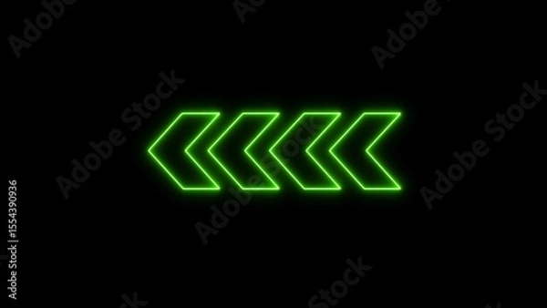 Obraz Arrow direction sign on black background. Neon direction arrow left neon light glowing sign icon illustration.