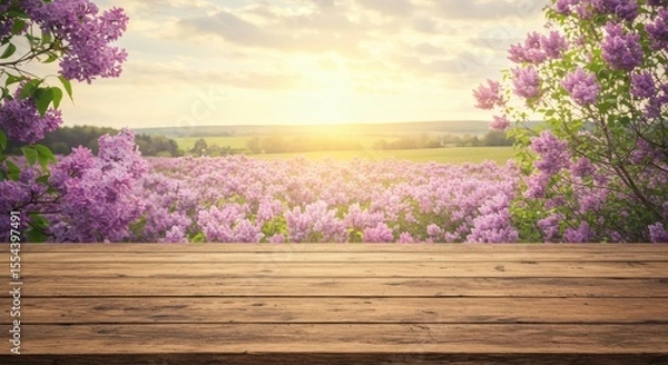 Obraz Vibrant Lilac Field at Sunset A Serene Spring Landscape Photography