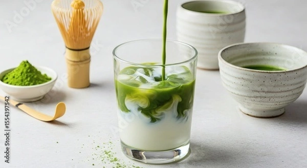 Obraz Refreshing Iced Matcha Latte Recipe A Step-by-Step Guide