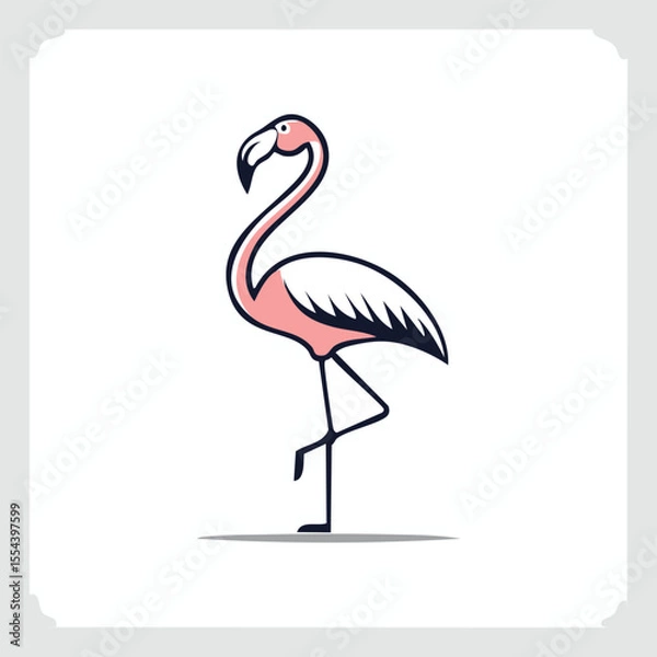 Fototapeta Simple_vector_flamingo_thick_line_illustration_logo_style