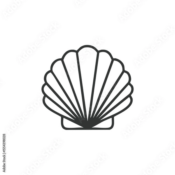 Fototapeta Simple Vector Illustration of Seashell with Thick Lines in Minimalist Logo Style – Nautical Beach Shell Icon Design

