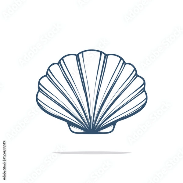 Fototapeta Simple Vector Illustration of Seashell with Thick Lines in Minimalist Logo Style – Nautical Beach Shell Icon Design


