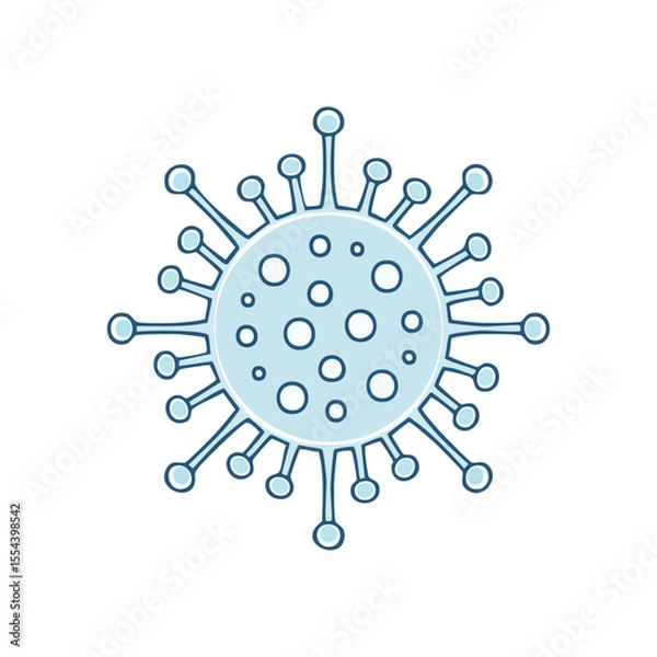 Fototapeta Simple Vector Illustration of a Virus with Thick Bold Lines in Logo Style, Minimalist Medical Graphic