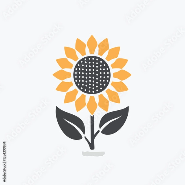 Fototapeta Minimal Vector Icon of a Sunflower with Bold Black Outline in Clean and Simple Modern Design