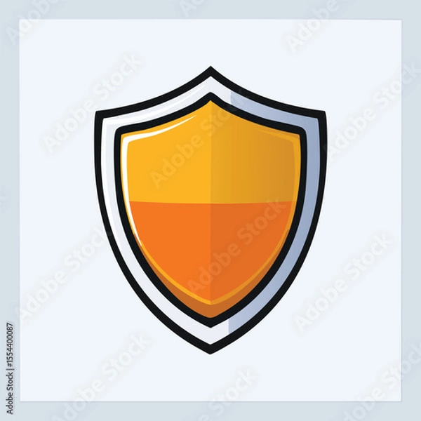 Fototapeta Modern Vector Shield Icon with Bold Black Outlines and Flat Colors – Minimalist Graphic Style Illustration