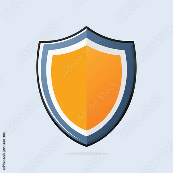 Fototapeta Modern Vector Shield Icon with Bold Black Outlines and Flat Colors – Minimalist Graphic Style Illustration