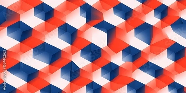 Obraz Abstract interlocking cubes in blue and red