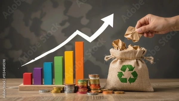 Fototapeta Financial growth fueled by sustainable practices and resourceful recycling efforts leading to increased profits