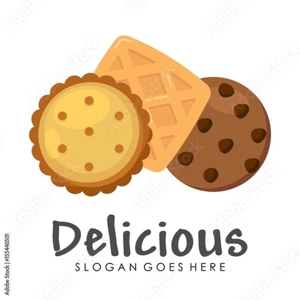 Obraz Biscuit crackers illustration logo design vector