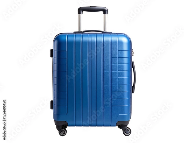 Obraz Large Hard-Shell Travel Suitcase in Matte Blue, Front View, isolated on transparent background
