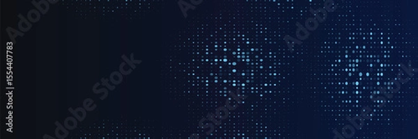 Fototapeta Abstract futuristic technology square pattern with glowing lights, square elements on dark blue background.