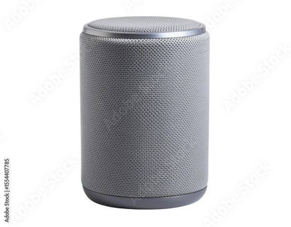 Obraz Minimalist  Grey Wireless Speaker with Fabric Texture, Front View, isolated on transparent background