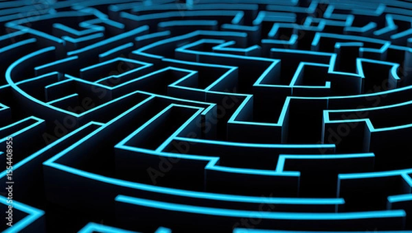 Obraz Fractal labyrinth maze with glowing edges and endless depth, mysterious and engaging.