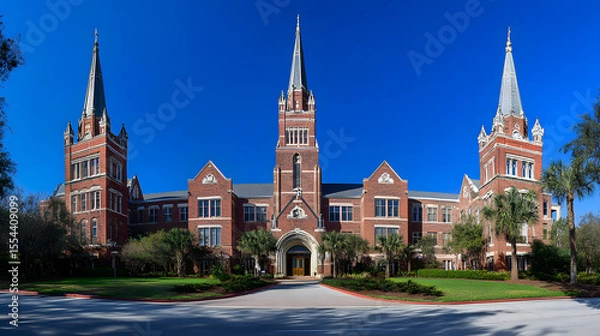 Obraz Illustration of the University Hospital building in Taylor Park, Florida. Illustrations of popular places in the world.