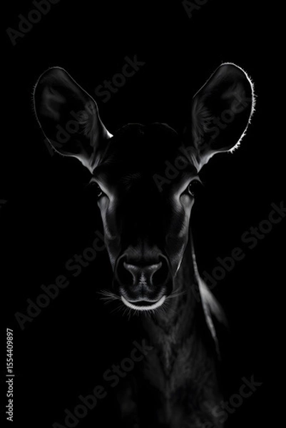 Fototapeta Striking silhouette of a deer against a black background creating a dramatic effect