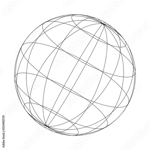 Fototapeta Geometry wireframe shape and grid black color 3D style cyberpunk element psychedelic rave style. 00s Y2k retro futuristic aesthetic vector 10 eps
