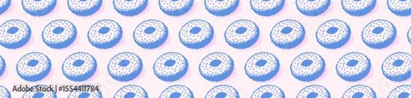 Fototapeta Donut pattern pixel isometric vector color style for banner, website, decoration, pattern, menu