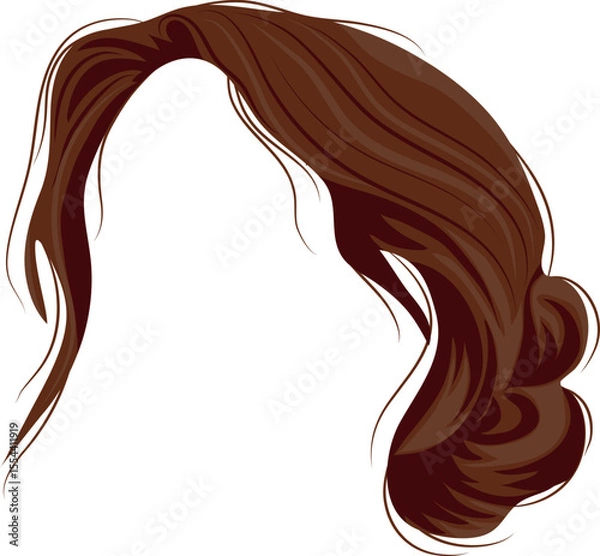 Obraz template of a female hairstyle gathered in a messy bun of brown color of medium length for female characters
