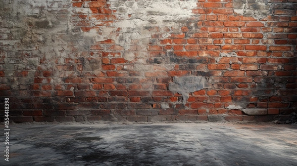 Fototapeta empty wall and wooden floor with glare from the window. Interior background for mockup or presentation