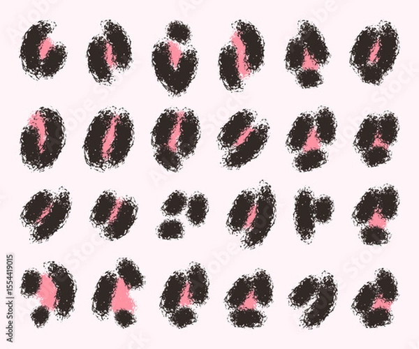 Fototapeta Leopard spots, shapes. Big set. Vector design elements