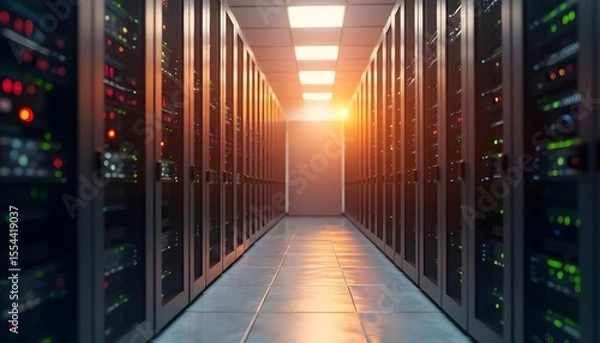 Fototapeta Server Room: Data Center Network Technology