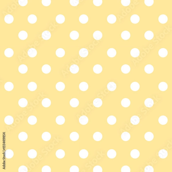 Obraz Yellow polka dot background.Vector seamless pattern with white polka dots on a yellow background.