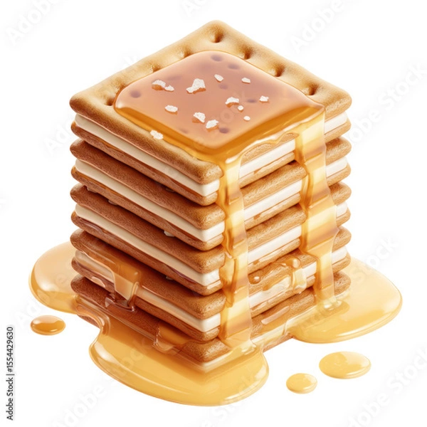 Obraz Stack of wafers drenched in honey syrup creating a delicious and indulgent dessert experience