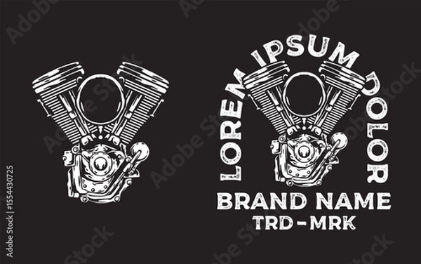 Obraz Vector V twin engine t shirt design
