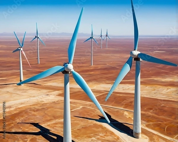 Fototapeta Wind Turbines in Desert Landscape Renewable Energy Source for Sustainable Power Generation and Environmental Conservation