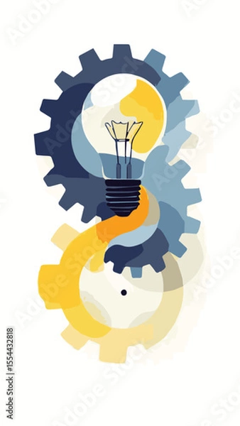 Fototapeta Innovation Lightbulb With Gears