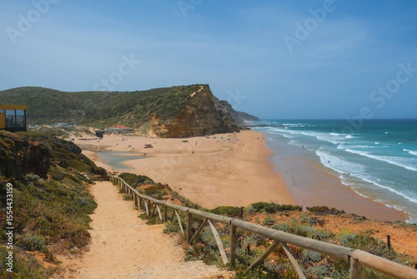 Fototapeta Beautiful beach in Portuguese coastline, S. Juliao beach in Portugal