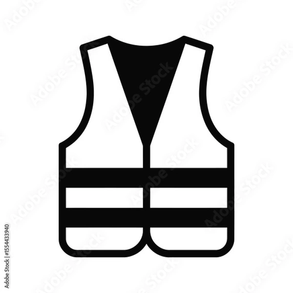 Obraz Black and white safety vest icon for construction or traffic control