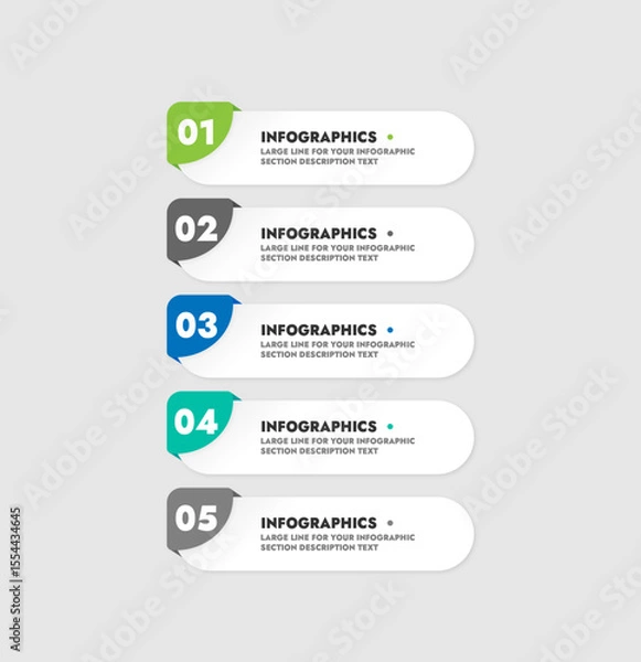 Obraz infographic template on a gray background plates with your sections in different colors